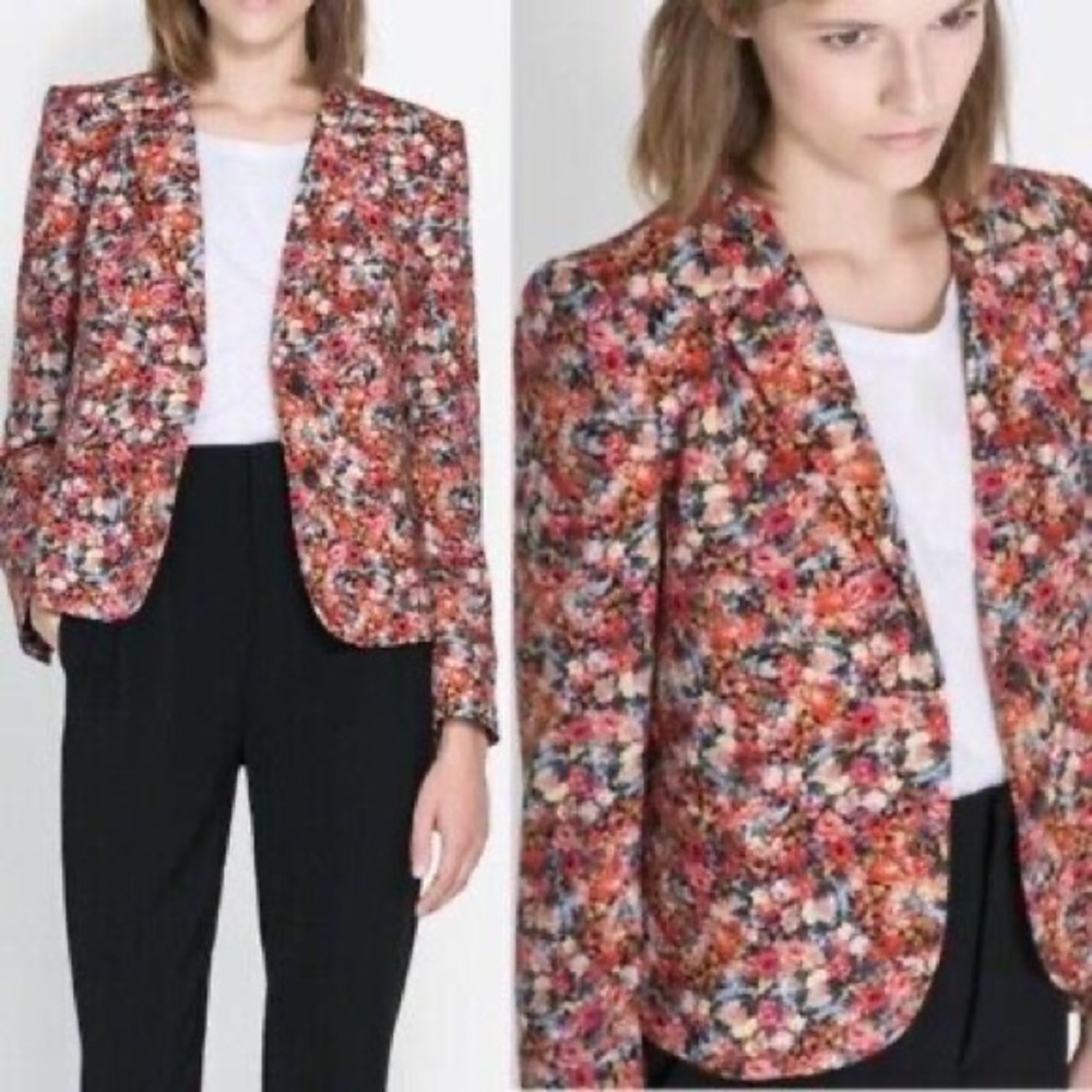 ZARA woman lightweight floral blazer size small